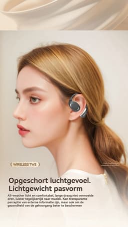 Oortjes Draadloos- Open-Ear-Bone Conduction headphone-Langdurig Batterij – Ideaal voor Kantoor -Bluetooth Headset met Oplaadcase- Bluetooth 5.4- Touch Control -Inclusief Oorhaak — thumbnail 3