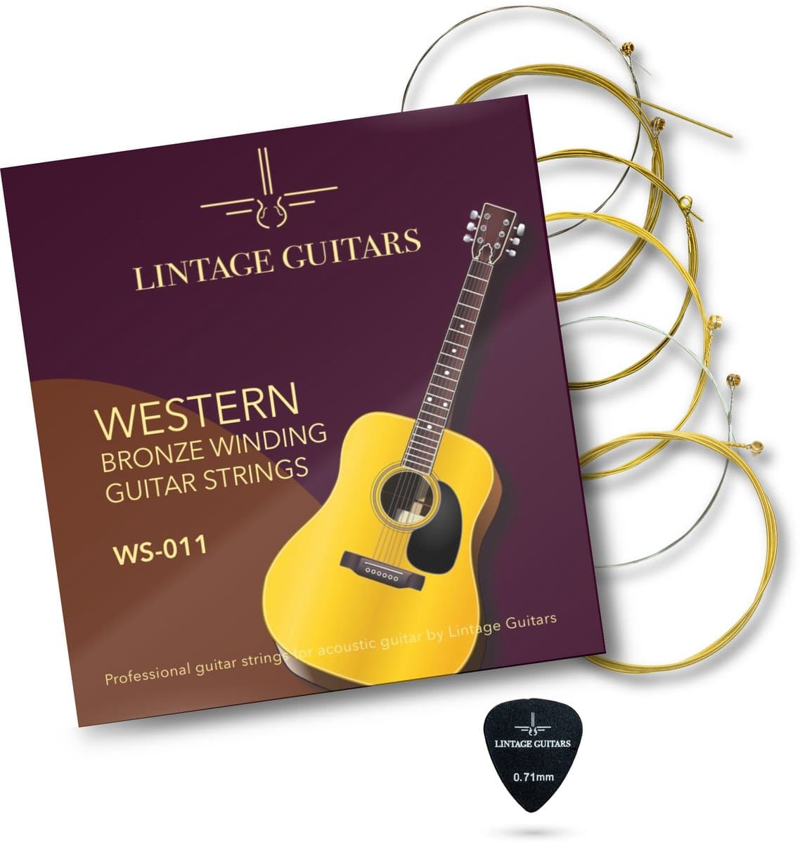 Western gitaar snaren voor akoestische gitaar - "Bronze Winding" 0.11 - Staalsnarige gitaar snaren - WS-011 — afbeelding 1