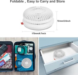 Tafelventilator Draadloos - Opvouwbaar-7 Uur - Mini Aircooler - Stille Ventilator - USB Fan - Vakantie - Wit — thumbnail 2