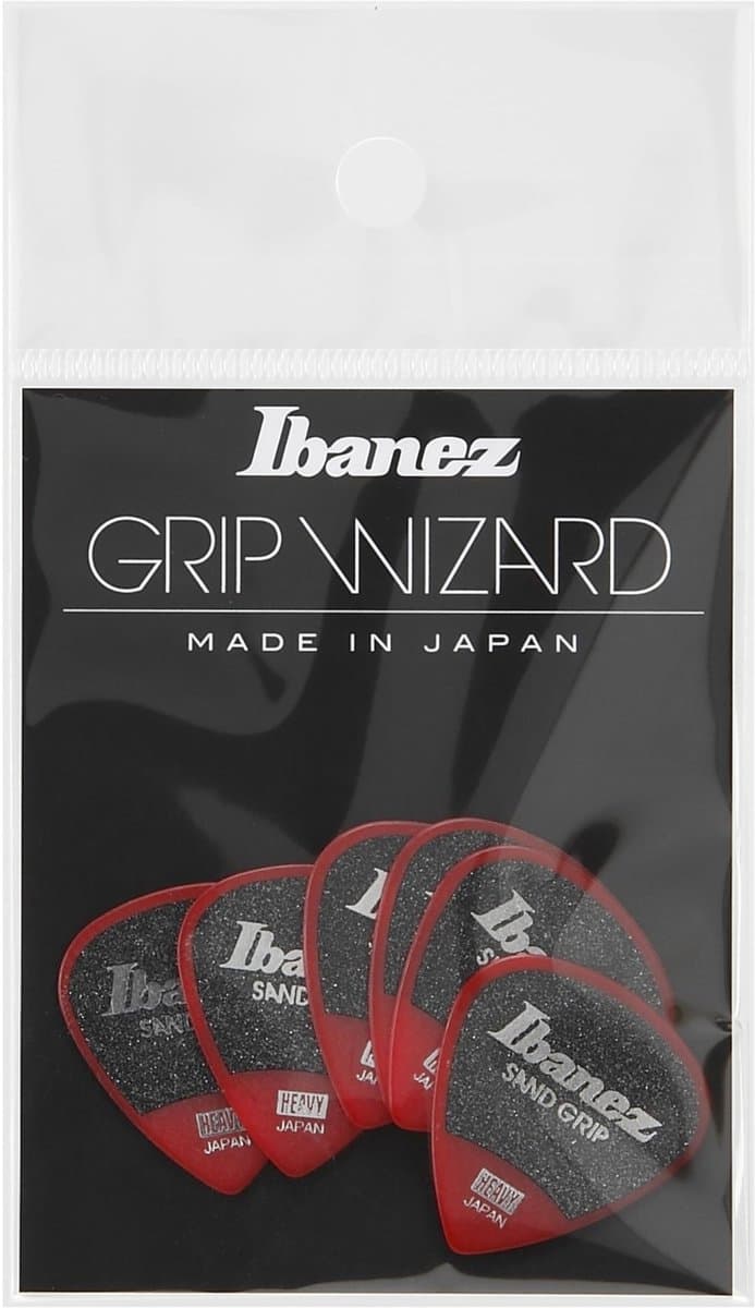 Ibanez PPA16HSG Sand-Grip Short Teardrop Guitar Pick Red 1.0mm (6-Pack) - Plectrum set — afbeelding 1