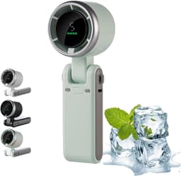 Mini Ventilator –Tafelventilator & Nekventilator – 3600mAh USB Ventilator – 5 Snelheden – Handventilator met LCD Display – Oplaadbaar – Sterke Wind – 180° Verstelbaar-Groen — thumbnail 1
