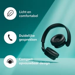 PHILIPS TAH4209BK Lightweight On Ear draadloze Bluetooth Headphones met Passive Noise Isolation - 55 uur afspeeltijd, natuurlijk geluid, heldere gesprekken, Dynamic Bass, 2 uur USB-laden - Zwart — thumbnail 5