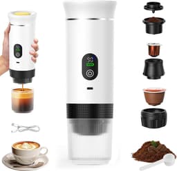 Draagbaar Koffiezetapparaat - Mini Espresso Machine - Koffie Maken Onderweg - 3-in-1 Functionaliteit - 90 ml Capaciteit - Wit — thumbnail 1