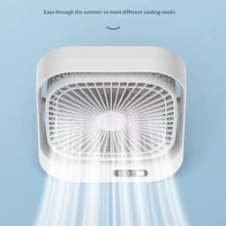 Ventilator - Fan - Tafelventilator - USB oplaadbaar - Stil en lichtgewicht - Met LED - digitaal display - 360° verstelbaar - 3 snelheden - Zwarte circulatieventilator met borstelloze motor - Voor kantoor, thuis en op reis (wit) — thumbnail 2