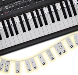 Piano Oplegger - Keyboard Noten Gids - Toetsenbelettering Zonder Stickers - Siliconen Toetsenbord voor 61 & 88 Toetsen - Verwijderbaar & Herbruikbaar - Voor Beginners - Piano Accessoires - Inclusief E-book - Zwart/Wit — thumbnail 1