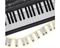 Piano Oplegger - Keyboard Noten Gids - Toetsenbelettering Zonder Stickers - Siliconen Toetsenbord voor 61 & 88 Toetsen - Verwijderbaar & Herbruikbaar - Voor Beginners - Piano Accessoires - Inclusief E-book - Zwart/Wit