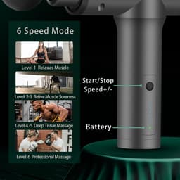 Diep weefselmassagepistool, elektrisch rugmassagepistool, nekpijnverlichtend massageapparaat, handmassageapparaat, 6-koppige percussiemassageapparaat (rood) — thumbnail 5