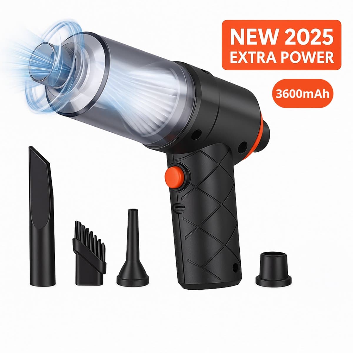 Narvie Pro2025 MAX – Draadloze Kruimeldief 4000PA – 3600mAh Accu – HEPA Filter – Zuig & Blaas – 4 Mondstukken – Krachtige Handstofzuiger — afbeelding 1