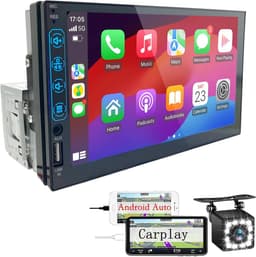 DIN Bluetooth autoradio met CarPlay en Android Auto - 7 inch HD touchscreen autoradio met Mirror Link iOS/Android/FM-radio/USB/EQ - autoradio met achteruitrijcamera — thumbnail 1