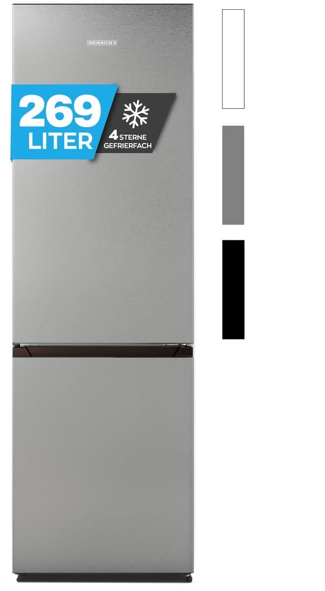 Heinrich´s HKS 3491 Koel- en vriescombinatie 269 liter - XXL - koelvolume 198 l, vriesvak 71 l - stil 39 dB - energieklasse D - inox — afbeelding 1