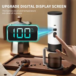 Draagbaar koffiezetapparaat 3-in-1 Wit - Oplaadbaar, draagbaar reiskoffiezetapparaat - 12V espressomachine voor capsule-Capaciteitsupgrade -CNC - Verhoogde capaciteit-gemalen koffie en koffie cups - voor kamperen, reizen, kantoor, auto en thuis — thumbnail 3