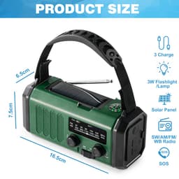 YONO Noodradio Solar Opwindbaar - Batterij Oplaadbaar 20.000mAh - Powerbank Zonneenergie - Draagbare Radio - Zaklamp - Survival Noodpakket — thumbnail 5