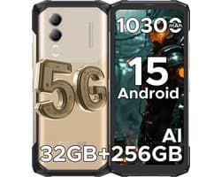 DOOGEE Blade 20 Turbo 5G -AI Smartphone - Rrugged Smartphone - 32GB RAM+256GB ROM - 10300mAh/33W - 6,6 inth HD & 90Hz- Android 15- Face ID - NFC - GPS - WiFi 6- Goud