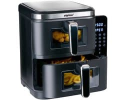 alpina Dubbele Airfryer XXL - 2 x 5.5L Manden - Heteluchtfriteuse 11 Liter - 12 Programma's - 2800 W - Zwart