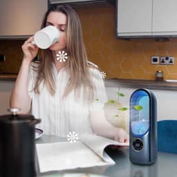 Multifunctionele, bladloze USB-ventilator - 6 snelheden met timer - Koelventilator - Bladloze staande ventilator met LED-display - Geluidsarm - Draagbaar - Geschikt voor studentenhuisvesting, kantoorbureau (blauw) — thumbnail 5
