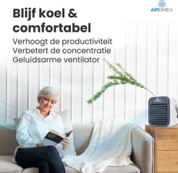 Aironex Draagbare Aircooler Blauw – Draadloze Luchtkoeler met water tank – Luchtbevochtiger functie - Luchtkoeler geen airco –Tafelventilator - Ventilator Staand - Verhoog je productiviteit en nachtrust — thumbnail 3