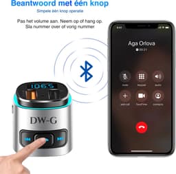DW-G Bluetooth FM Transmitter - Auto Lader - Carkit - Handsfree - MP3 - USB - SD Kaart - Snel Lader - Audio Receiver — thumbnail 3
