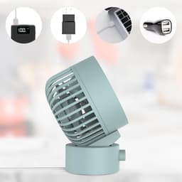 Northwall Mini USB Ventilator - Tafelventilator Blauw - Stille Mini Fan - Retro Bureau Ventilator - Klein, Stil en Geruisloos - Dual Motoren - Kantelbaar - 2 Snelheden — thumbnail 4