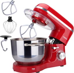 AREBOS Keukenmachine - 1500W - Keukenrobot - 6L - Keukenmixer - Foodprocessor - Roestvrij Stalen Mengkom - 6 Snelheden - Rood — thumbnail 1