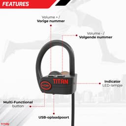 EarHackz® Titan - Draadloze Oortjes - Sport Oordopjes - Bluetooth Oordopjes voor Hardlopen, Fietsen en Fitness - Zwart - Waterdicht — thumbnail 2
