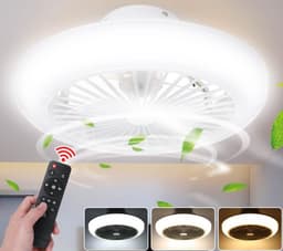 Plafondlamp Met Ventilator En Dimmer - Met Afstandsbediening - 3 Standen Ventilator - Woonkamerlamp - Moderne lamp - 45cm — thumbnail 1