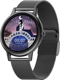 Darenci Smartwatch Feather Pro - Smartwatch dames - Smartwatch heren - Activity Tracker - Touchscreen - Stalen band - Dames - Heren - Horloge - Stappenteller - Bloeddrukmeter - Verbrande calorieën - Zwart - Spatwaterdicht — thumbnail 4