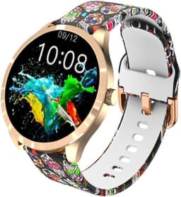 Belesy® BQSiRgSk Pro Skull - Smartwatch Dames – Smartwatch Heren - Horloge - 1.28 inch - Kleurenscherm - Stappenteller - Bloeddruk - Hartslag - 75+ Wijzerplaten – Sporten – Rose goud – Staal - Siliconen – Skull - Zwart - Kerstcadeau — thumbnail 3