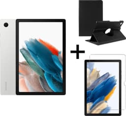 Samsung Galaxy Tab A8 (2021) - 32GB - Wifi - 10.5 inch - Silver + Draaibare hoes + Screenprotector tempered glass — thumbnail 1