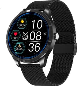 Belesy® Q9 Pro - Smartwatch Dames – Smartwatch Heren - Horloge - 1.28 inch - Kleurenscherm - Stappenteller - Bloeddruk - Hartslag - 75+ Wijzerplaten – Sporten – Milanees – Staal – Zwart - Kerstcadeau — thumbnail 2