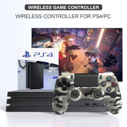 Draadloze Game Controller - Geschikt voor PS4 - Camouflage Grijs — thumbnail 4