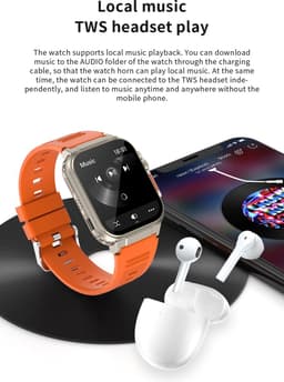 Knobbout 1.96"Scherm Smartwatch - Bluetooth belfunctie-Super sterke batterij 600MAH- met o.a. NL menu - 44mm HD scherm- Zinklegering horlogekast - Bloeddrukmeting&Bloedzuurstof functie - Opnamefunctie - Slaapmonitor - Zwart Staal+silicone band — thumbnail 5