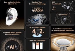 EarFun OpenJump - Open-Ear Oordopjes - Hi-Res Audio met LDAC - IPX7 Waterbestendig - 42 uur batterijduur - Zwart — thumbnail 4