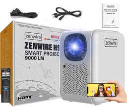Zenwire H9 Beamer - Full HD - 4K projector 12000lm - 400 Ansi - WiFi 2.4/5 GHz - Miracast - Aircast - Linux - SMART TV gecertificeerd Netflix - Autofocus - Bluetooth 5.1 - 36-200” inch — thumbnail 1