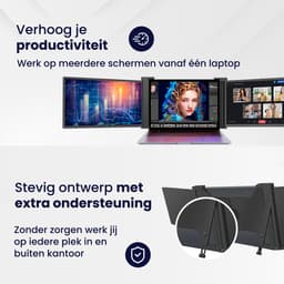 HoriVue Portable Monitor Max 15.6 Inch - Triple Screen - Full HD 60Hz - Draagbare Monitor - Extra Scherm Laptop - Laptop Scherm Uitbreider - Plug & Play - Geschikt voor Apple en Windows - Inclusief Beschermhoes - Tri Screen — thumbnail 5