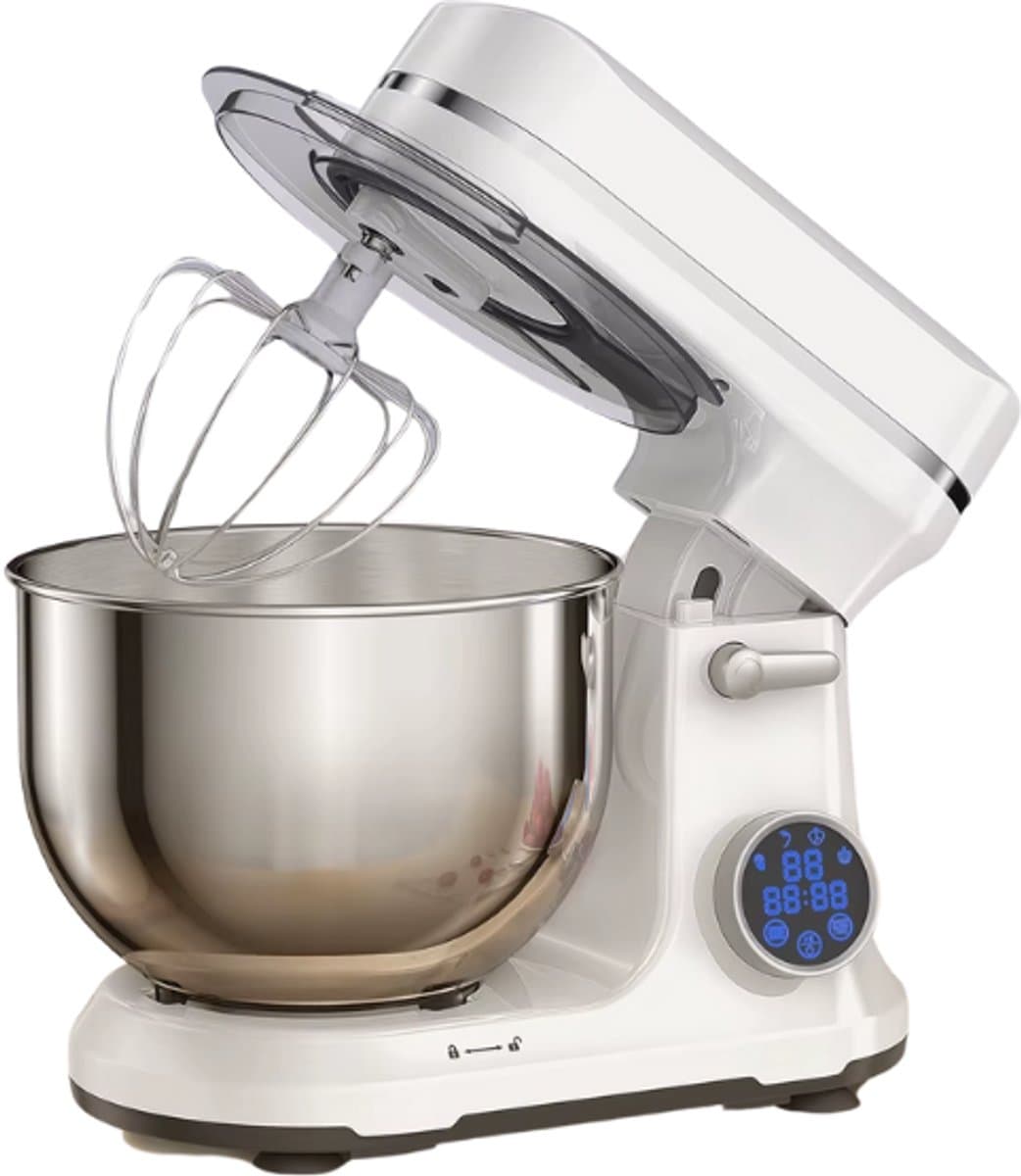RM Store® - Elektrische Mixer - Keukenmixer Met Mengkom - Voedselmixer - Met Deeghaak En Garde - 11 Snelheden - OLED Scherm - Wit - — afbeelding 1