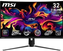 MSI MPG 321CURX QD-OLED - 4K UHD Curved Gaming Monitor - 240hz - 32 inch - USB-C PD 98W