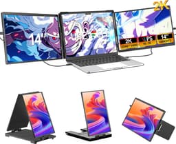 UPERFECT Portable Monitor Dual Screen G12 14" 2K Draagbare monitor| 100% sRGB | 180° Auto-Rotatie | Dual Mini HDMI/USB-C | Anti-verblindend IPS — thumbnail 1