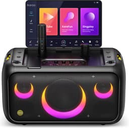 Ikarao Karaoke set voor Volwassenen - Break X1 - 2 Draadloze Microfoons - 800W - Gratis Karaoke App 6 maanden - HD scherm - Zwart — thumbnail 1