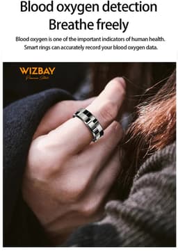 WizBay Premium Select® Smart Ring Zilver - Hartslag, Slaap, Bloeddruk, Zuurstof - Multi Sport Modi - Oplaadcase - Maat 9 — thumbnail 5