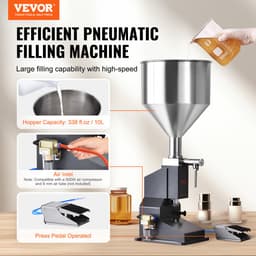 VEVOR 5-50ml Vulmachine Handmatige Vloeistofvulmachine Gemaakt van Food Grade 304 Roestvrij Staal Siliconen Ptfe Compatibel met 500w Luchtcompressor Vulmachine voor Het Vullen van Honingolie-Essentie — thumbnail 3