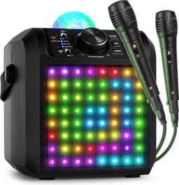 Karaoke set met 2 microfoons - Fenton KAR55B - Met discobol en Bluetooth - Voor kinderen - Zwart — thumbnail 1