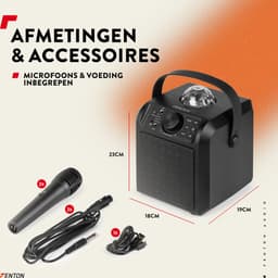 Karaoke set met 2 microfoons - Fenton KAR55B - Met discobol en Bluetooth - Voor kinderen - Zwart — thumbnail 5
