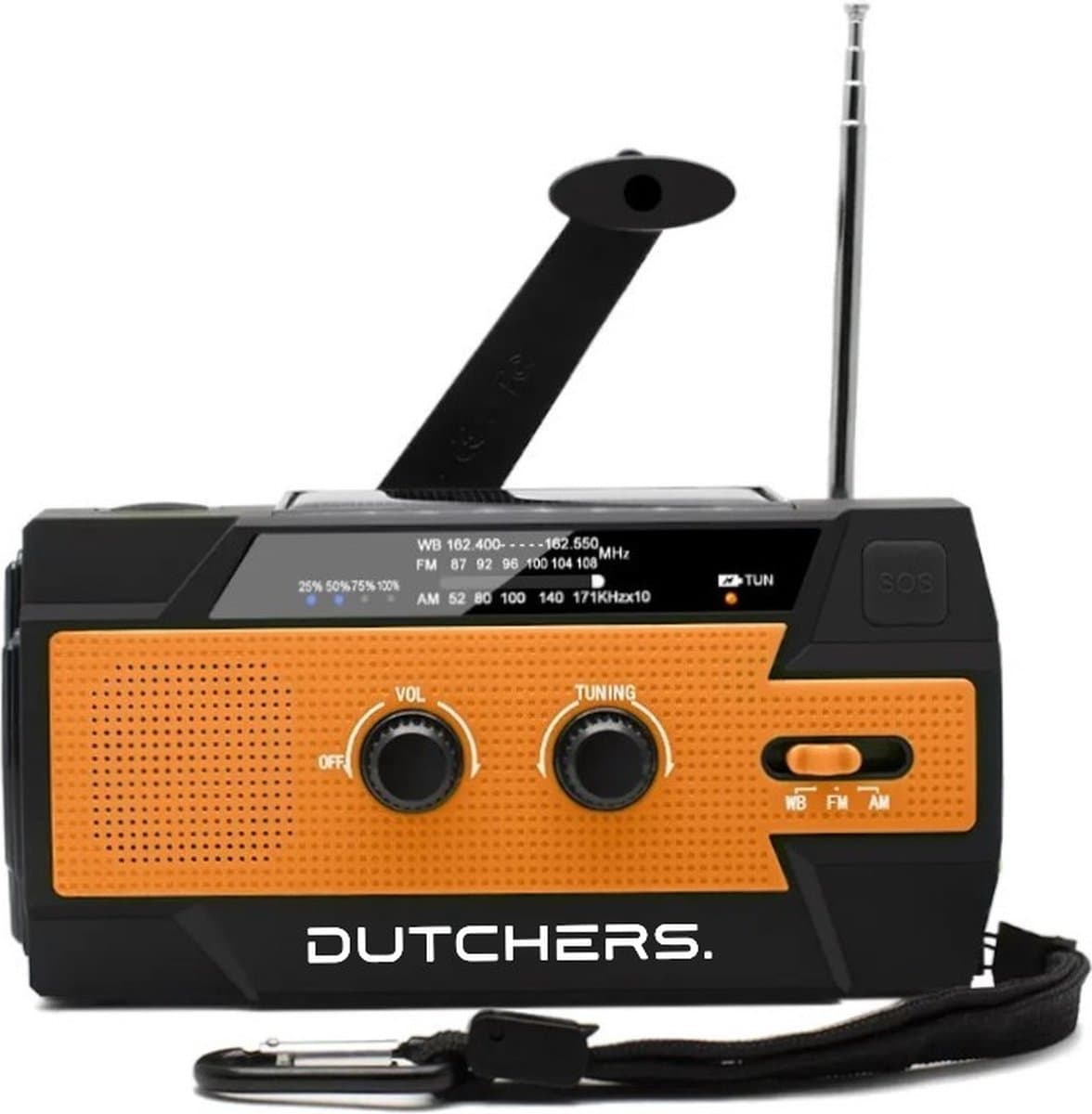 Dutchers® Noodradio 4000 mAh - Solar Opwindbaar - Opwindbare Radio - Survival - Dynmo en Zonnepaneel - Powerbank - Dynamo Radio - Zaklamp - Noodpakket - Telefoon opladen — afbeelding 1