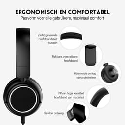 StayPowered Koptelefoon - Veilig & Comfortabel voor Kinderen - 85dB Geluidslimiet - Zacht Memory-Schuim - Ergonomisch Ontwerp - Opvouwbaar & Duurzaam - Verstrengelvrij Kabel - Universele Compatibiliteit - Zwart - Levering Sneller dan Aangegeven! — thumbnail 2