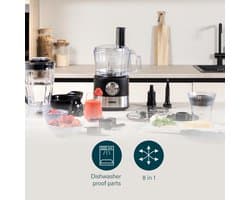 Princess 221054 - Multifunctionele Foodprocessor - 8 in 1 - Keukenmachine - Blender - Krachtige motor 1000W - 2 liter