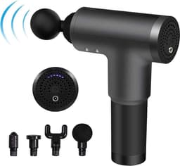 Zwarte Massagegun + 4 Opzetstukken - Massagepistool - Massage Gun met 6 standen - Massage Pistool - Massageapparaten - Draadloos - professioneel - Sport — thumbnail 2