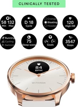 Withings ScanWatch Light - 37mm Hybride Smartwatch – Hartslagmeter, Slaaptracker, Menstruatiecyclus Tracking, Activiteitstracker, 35 Dagen Batterij, Gorilla Glass, 5 ATM Waterdicht — thumbnail 4