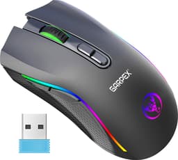 Garpex® Stille Draadloze Muis - Gaming muis - Computermuis - Muis Draadloos - Met LED Verlichting - Oplaadbaar – Zwart — thumbnail 5