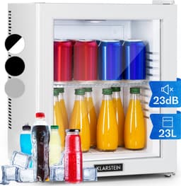 Klarstein Mini-Koelkast minikoelkast met glazen deur, minikoelkast voor drankjes, snacks en cosmetica, kleine en stille koelkast, verstelbare planken, kleine huidverzorgingskoelkast 12-18 °C, 23 liter - Compact - Mini Fridge — thumbnail 1