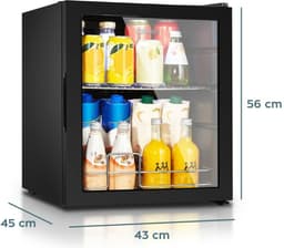 Heinrich's HGK 3142 mini koelkast met glazen deur zwart 42 liter - glasdeur - doorzichtige deur - barkoelkast - vitrinekoelkast - bierkoelkast - kleine koelkast - minibar - modern - voor eten en drinken - drankenkoelkast - energielabel E - 43 decibel — thumbnail 3
